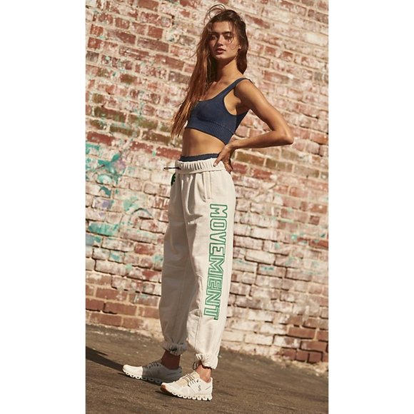 Free People Pants - Free People Movement Post Up Graphic White Sweatpants Size XS S M L